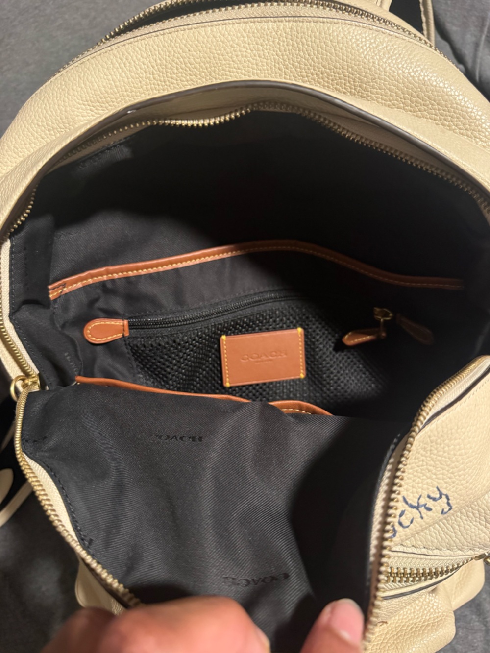 Coach Cream Leather Backpack with Multicolor Handwritten Accents - Picture 8 of 10